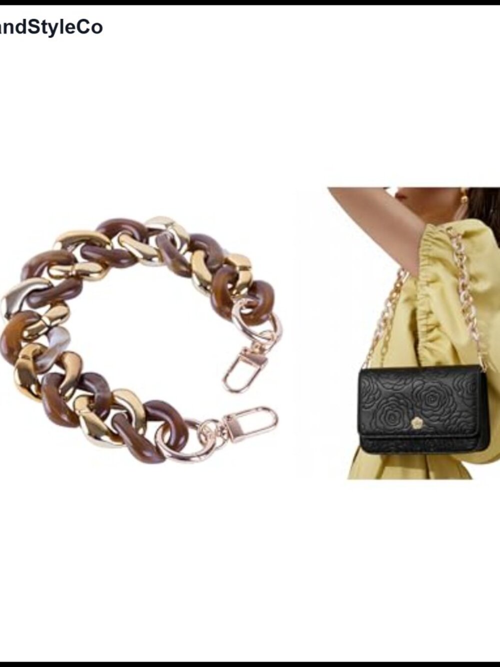 Acrylic Resin Purse Chain Strap 11.8" Chunky DIY Bag Chain Replacement